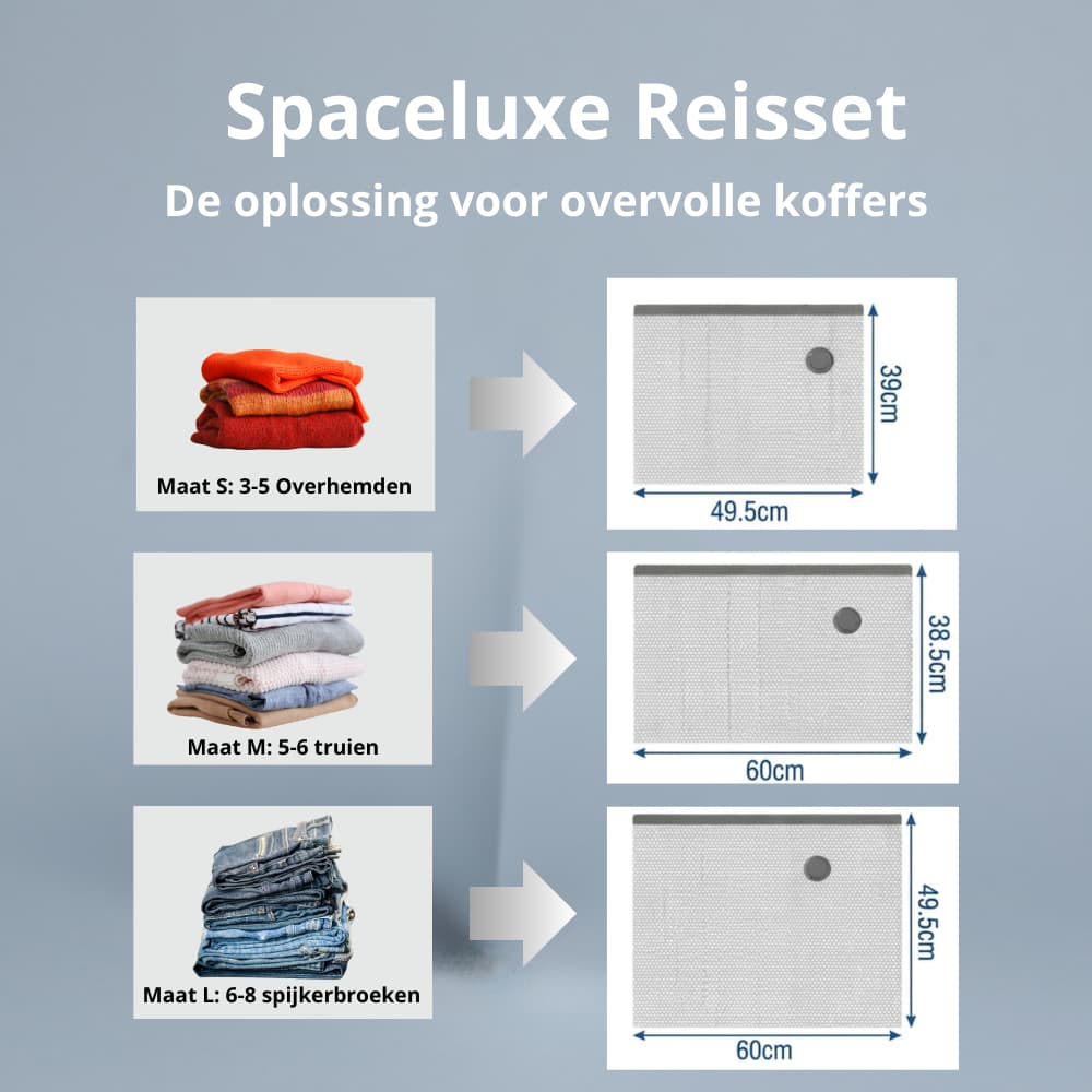 SpaceLuxe™ vacuüm reisset | Nooit meer stress bij het inpakken van je koffer