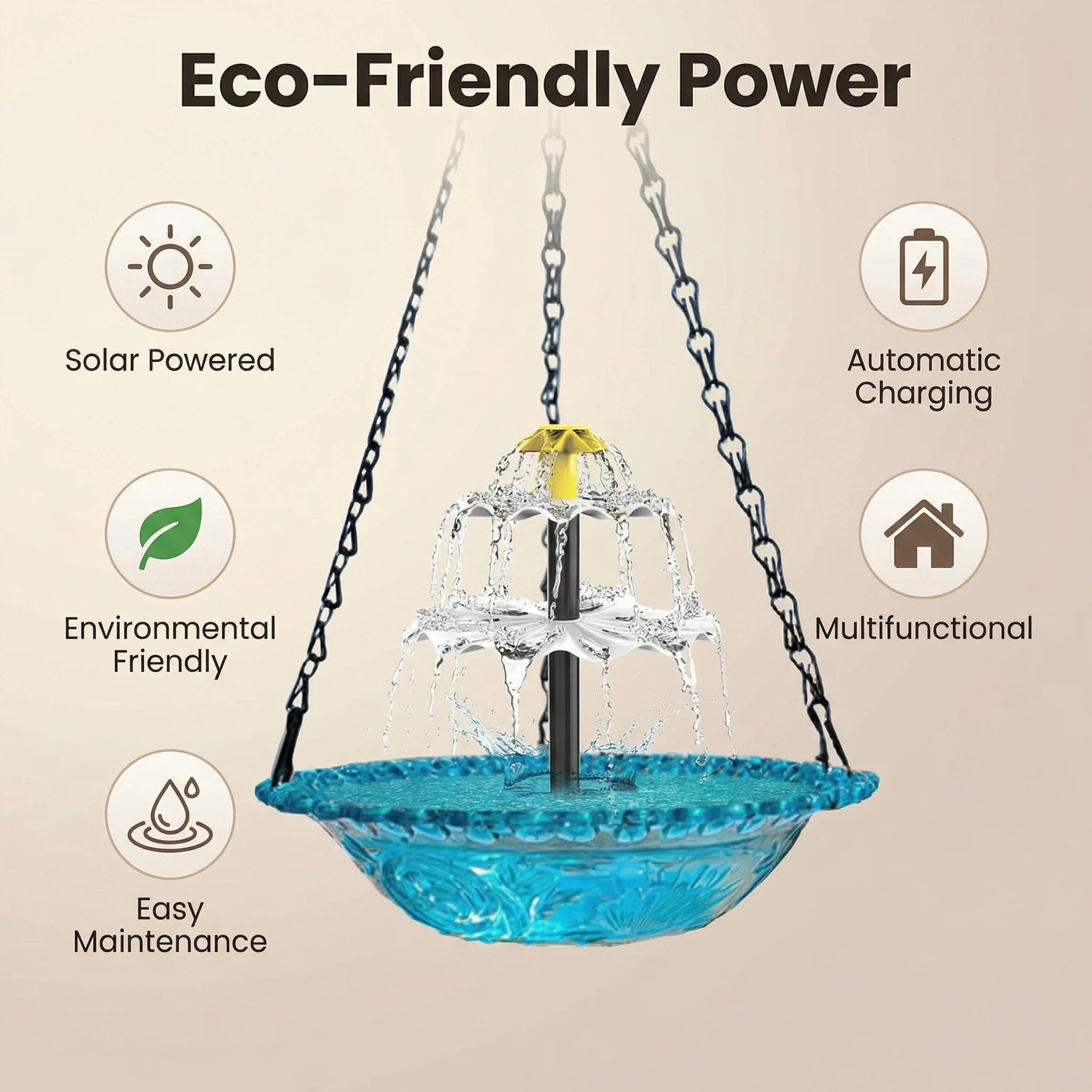 AquaBloom™ – Solar Hangende Fontein voor Ontspannende Tuinoase